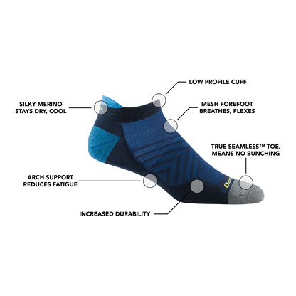 Men's Run No Show Tab Cushioned Ultra-Lightweight Running Socks